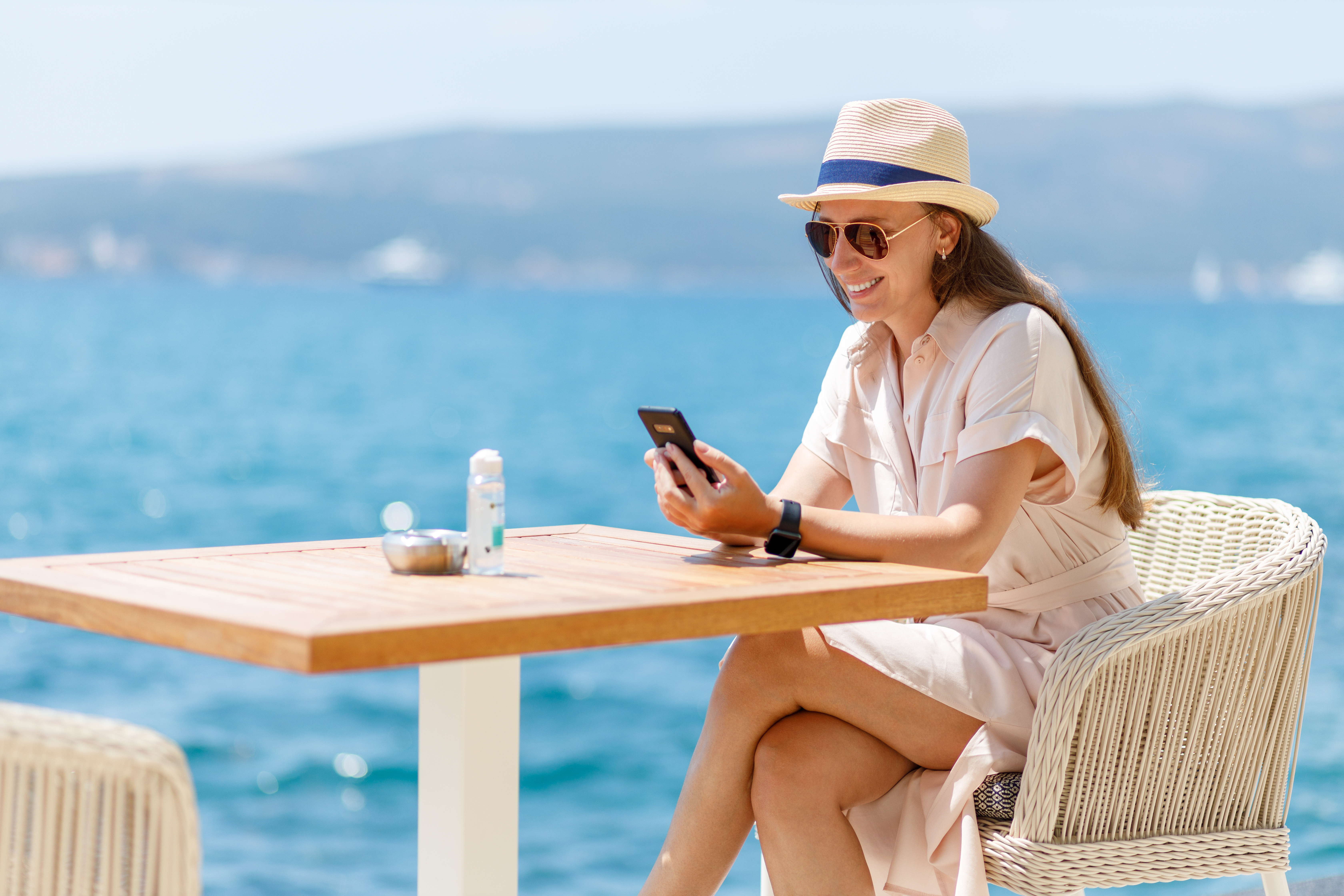 A woman enjoys a vacation using her HELOC.